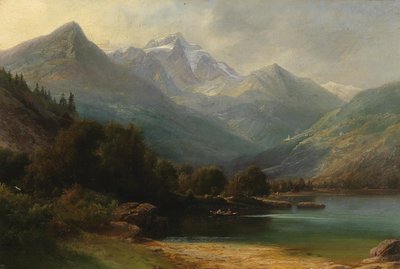 Vista del Lago di Poschiavo con la Cordillera de Bernina (Graubünden) de Carl Friedrich Seiffert